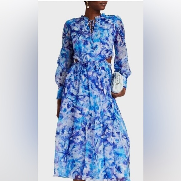 Marchesa Blue Floral Chiffon Maxi Dress - Picture 6 of 7